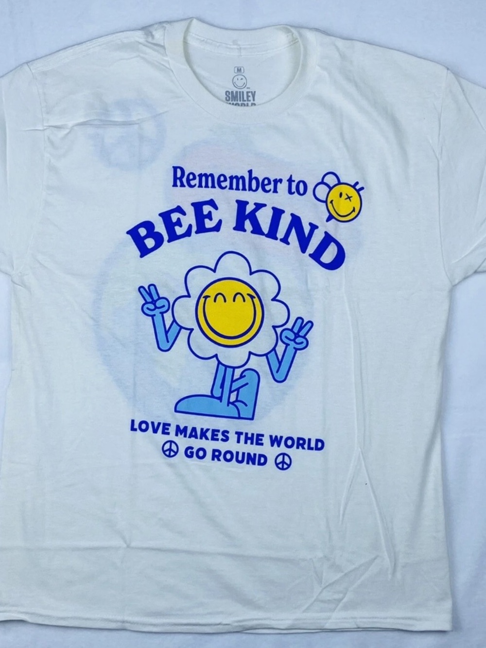 Smiley World Bee Kind Peace Love TShirt Ripple Junction Size M NWOT